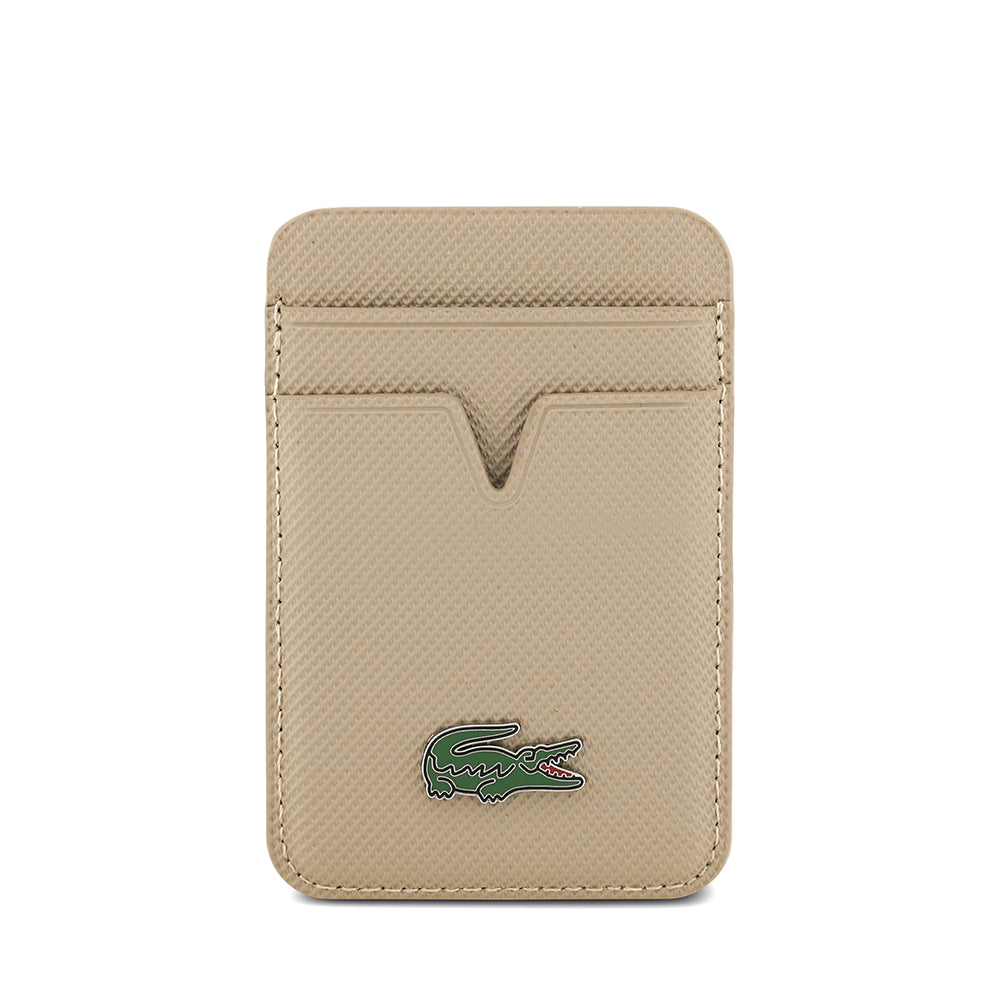 Apple iPhone 17 Air Kılıf Lacoste Orjinal Lisanslı M-safe Şarj Özellikli PU Pike Desenli Metal Logolu Kartlıklı Kapak