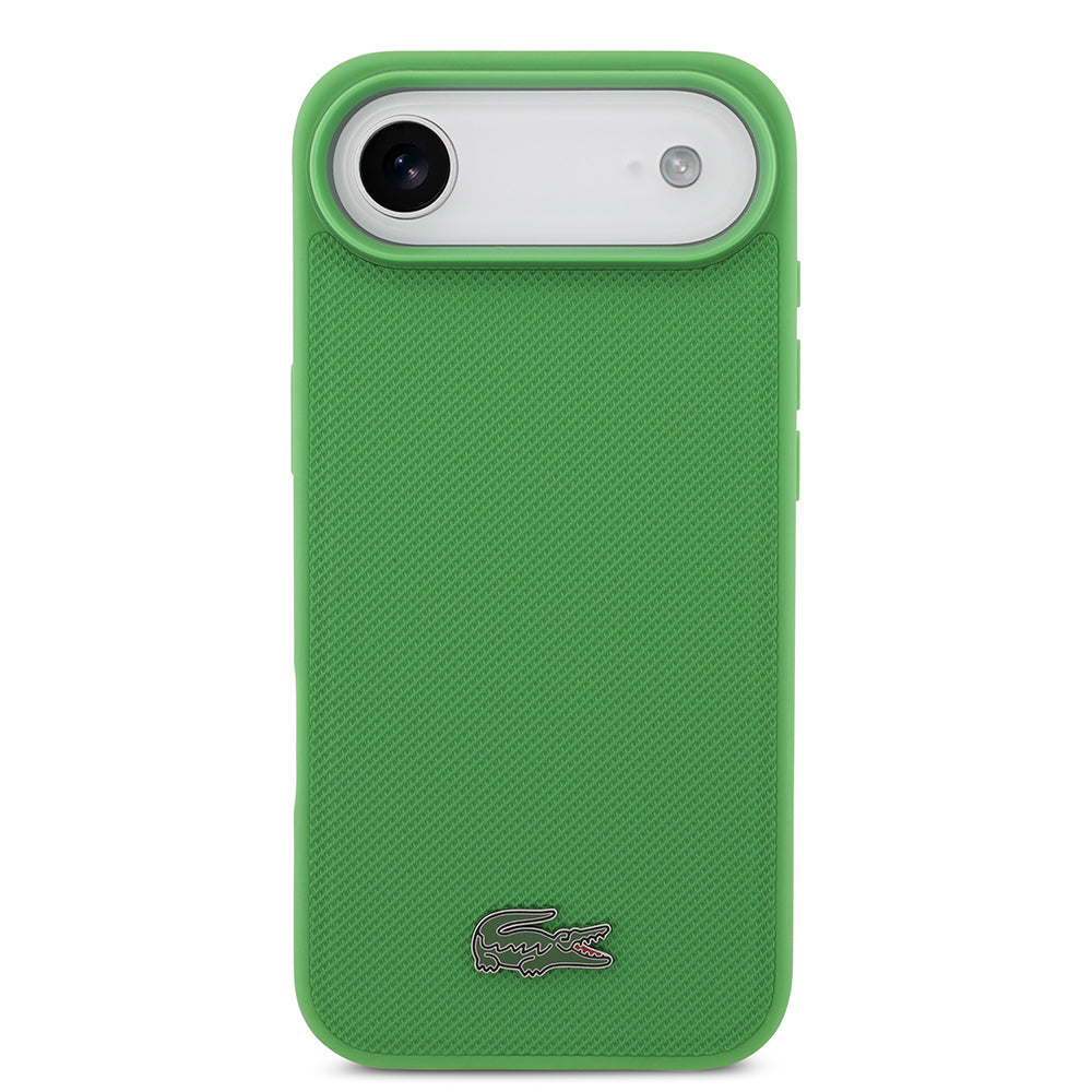 Apple iPhone 17 Air Kılıf Lacoste Orjinal Lisanslı M-safe Şarj Özellikli PU Pike Desenli Metal Logolu Kartlıklı Kapak