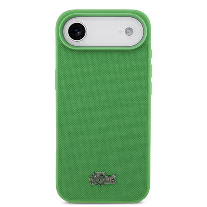 Apple iPhone 17 Air Kılıf Lacoste Orjinal Lisanslı M-safe Şarj Özellikli PU Pike Desenli Metal Logolu Kartlıklı Kapak