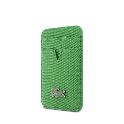 Apple iPhone 17 Air Kılıf Lacoste Orjinal Lisanslı M-safe Şarj Özellikli PU Pike Desenli Metal Logolu Kartlıklı Kapak