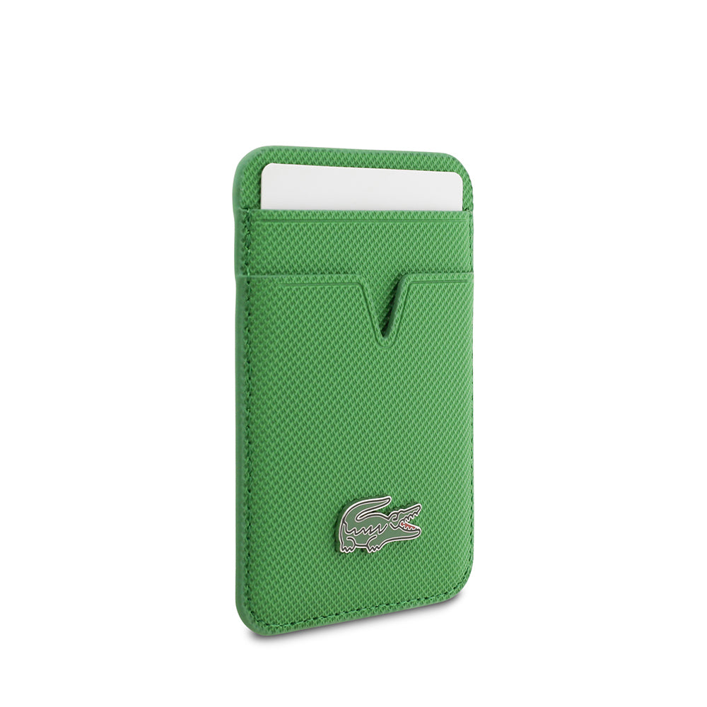 Apple iPhone 17 Air Kılıf Lacoste Orjinal Lisanslı M-safe Şarj Özellikli PU Pike Desenli Metal Logolu Kartlıklı Kapak