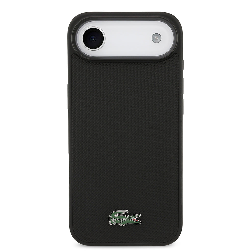 Apple iPhone 17 Air Kılıf Lacoste Orjinal Lisanslı M-safe Şarj Özellikli PU Pike Desenli Metal Logolu Kartlıklı Kapak