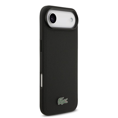 Apple iPhone 17 Air Kılıf Lacoste Orjinal Lisanslı M-safe Şarj Özellikli PU Pike Desenli Metal Logolu Kartlıklı Kapak
