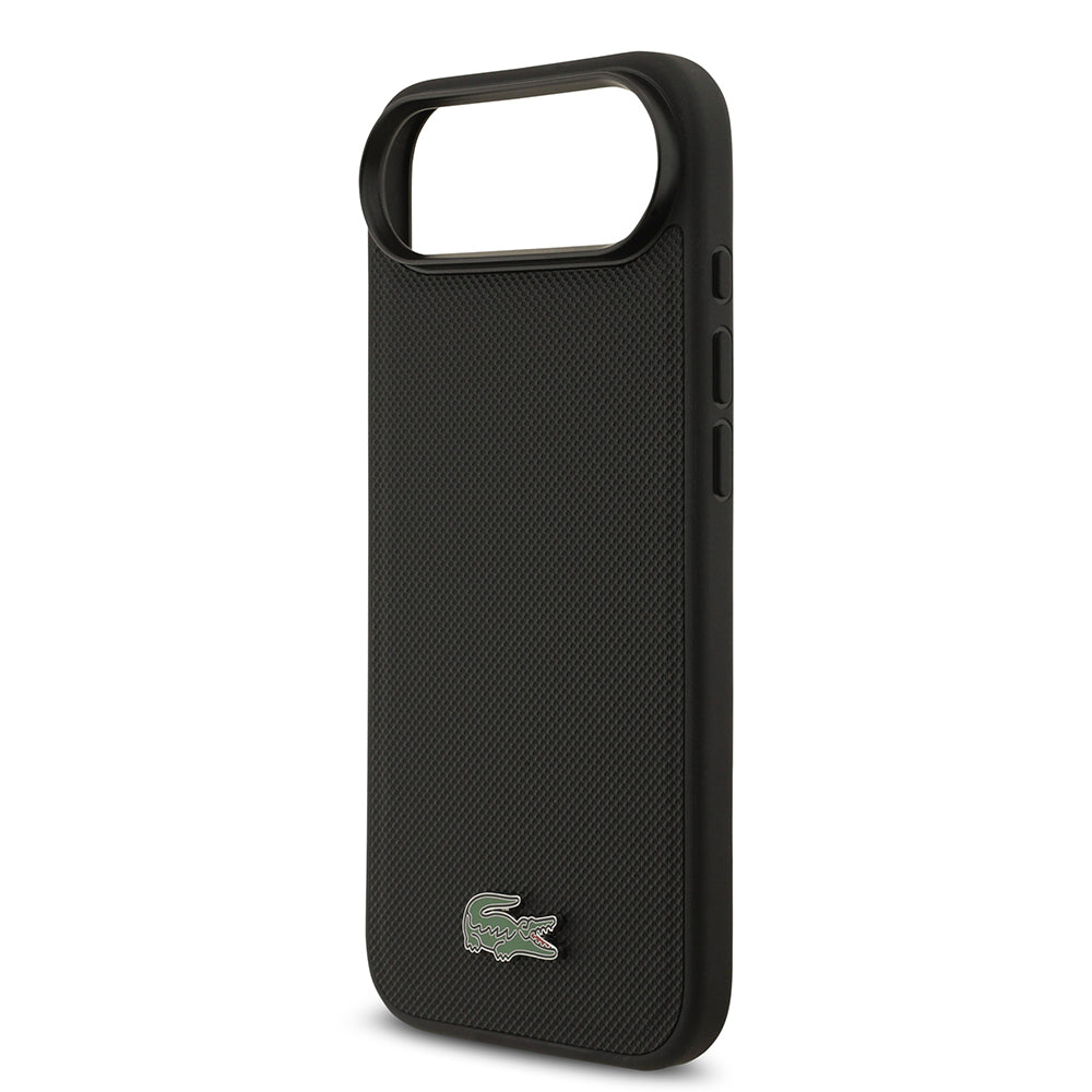Apple iPhone 17 Air Kılıf Lacoste Orjinal Lisanslı M-safe Şarj Özellikli PU Pike Desenli Metal Logolu Kartlıklı Kapak