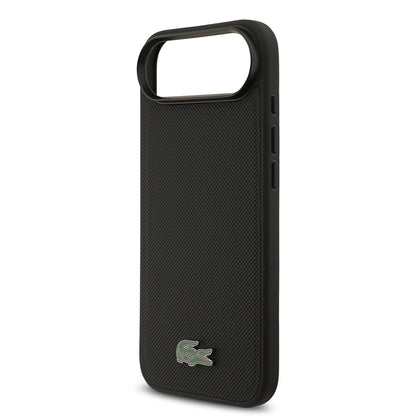 Apple iPhone 17 Air Kılıf Lacoste Orjinal Lisanslı M-safe Şarj Özellikli PU Pike Desenli Metal Logolu Kartlıklı Kapak