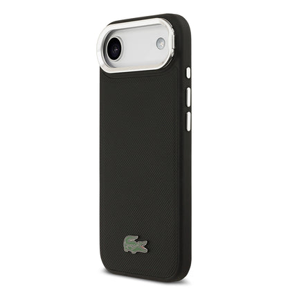 Apple iPhone 17 Air Kılıf Lacoste Orjinal Lisanslı M-safe Şarj Özellikli PU Pike Desenli Standlı Metal Logolu Kapak
