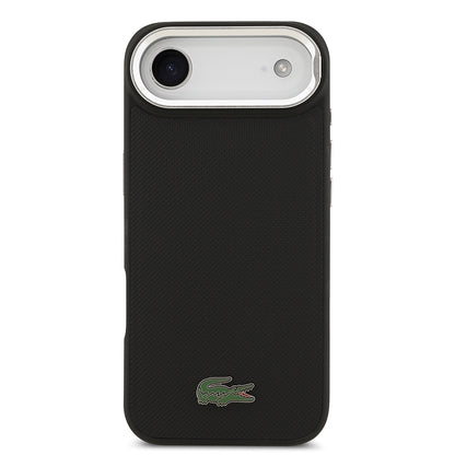 Apple iPhone 17 Air Kılıf Lacoste Orjinal Lisanslı M-safe Şarj Özellikli PU Pike Desenli Standlı Metal Logolu Kapak