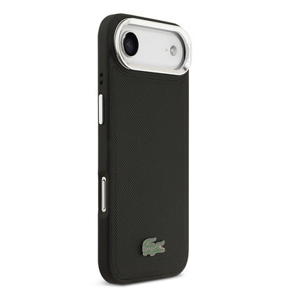 Apple iPhone 17 Air Kılıf Lacoste Orjinal Lisanslı M-safe Şarj Özellikli PU Pike Desenli Standlı Metal Logolu Kapak