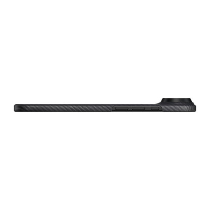 Apple iPhone 17 Air Kılıf M-safe Şarj Özellikli 1500D Aramid Fiber Pitaka Ultra-Slim Classic Serisi Black-Grey Twill Kapak