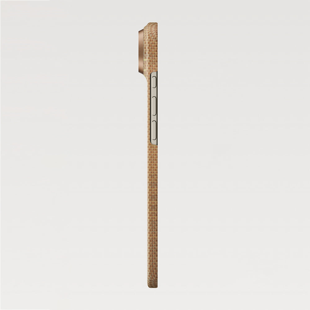 Apple iPhone 17 Air Kılıf M-safe Şarj Özellikli Aramid Fiber Pitaka Glints of Gold Ultra Slim Serisi Kapak