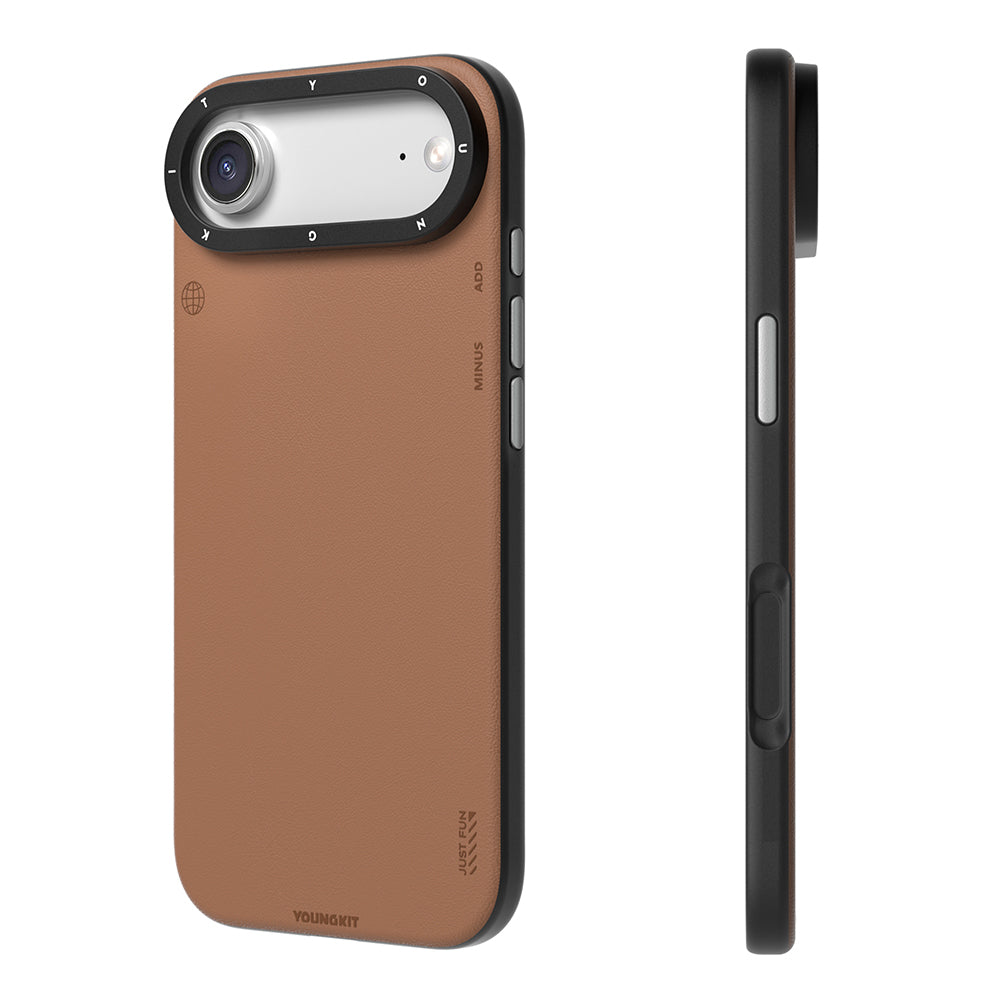 Apple iPhone 17 Air Kılıf M-safe Şarj Özellikli Basit Mat Deri Desenli Youngkit Tech Fashion Serisi Kapak