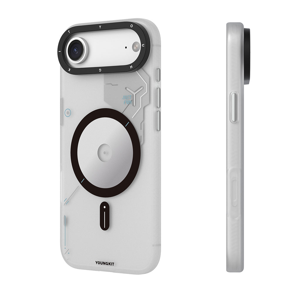 Apple iPhone 17 Air Kılıf M-safe Şarj Özellikli Disk Desenli Youngkit Disc Battle Kapak