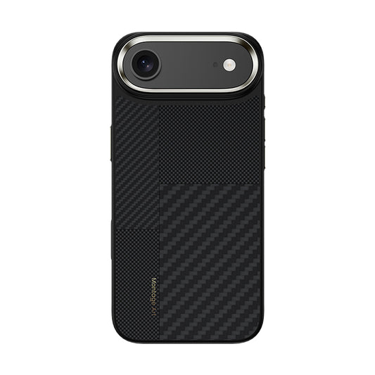 Apple iPhone 17 Air Kılıf M-safe Şarj Özellikli Karbon Fiber Benks Montage Hybrid ArmorPro Kevlar Kapak