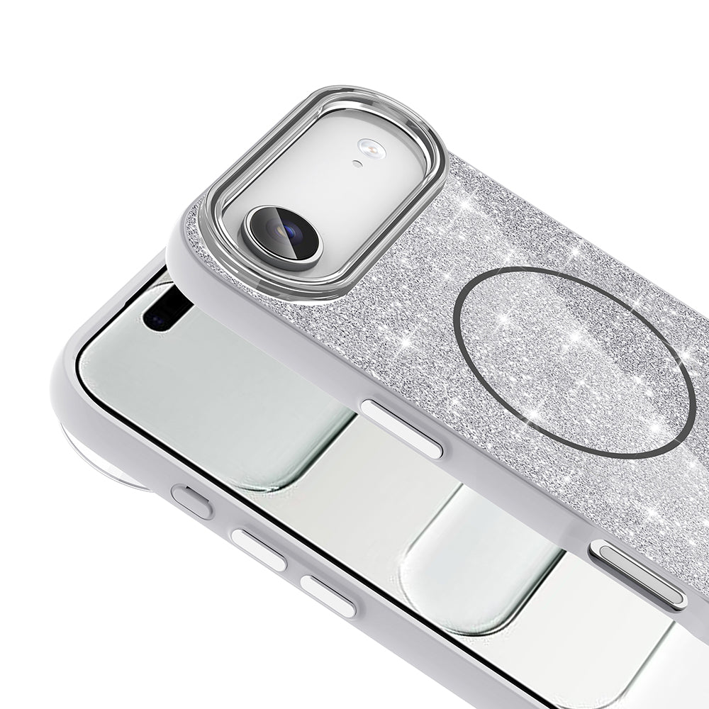 Apple iPhone 17 Air Kılıf M-safe Şarj Özellikli Parlayan Simli Zore Okso Kapak