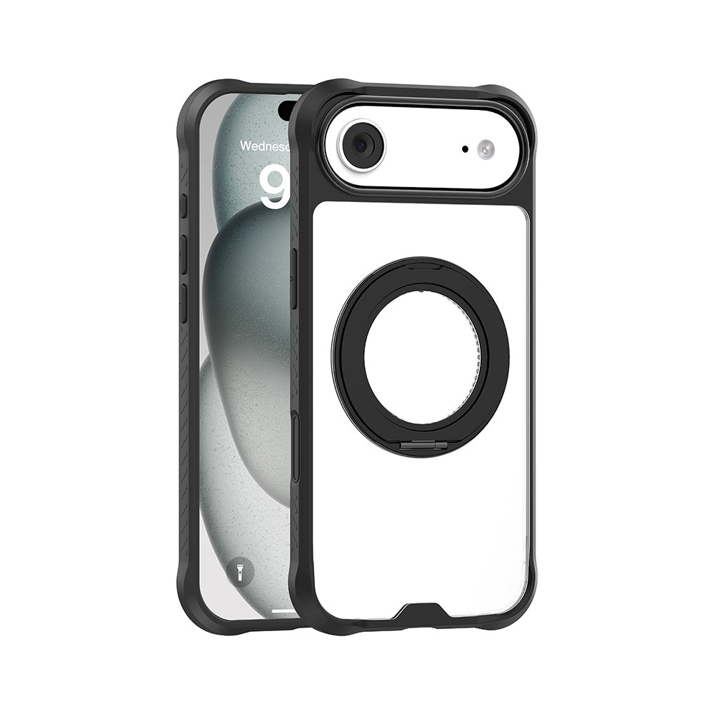 Apple iPhone 17 Air Kılıf M-safe Şarj Özellikli Parmak Ring Standlı Airbag Tasarımlı Mutural Obsidian Serisi Kapak