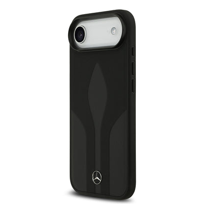 Apple iPhone 17 Air Kılıf Mercedes Benz Orjinal Lisanslı M-safe Şarj Özellikli Dokulu Desenli Deri Kapak
