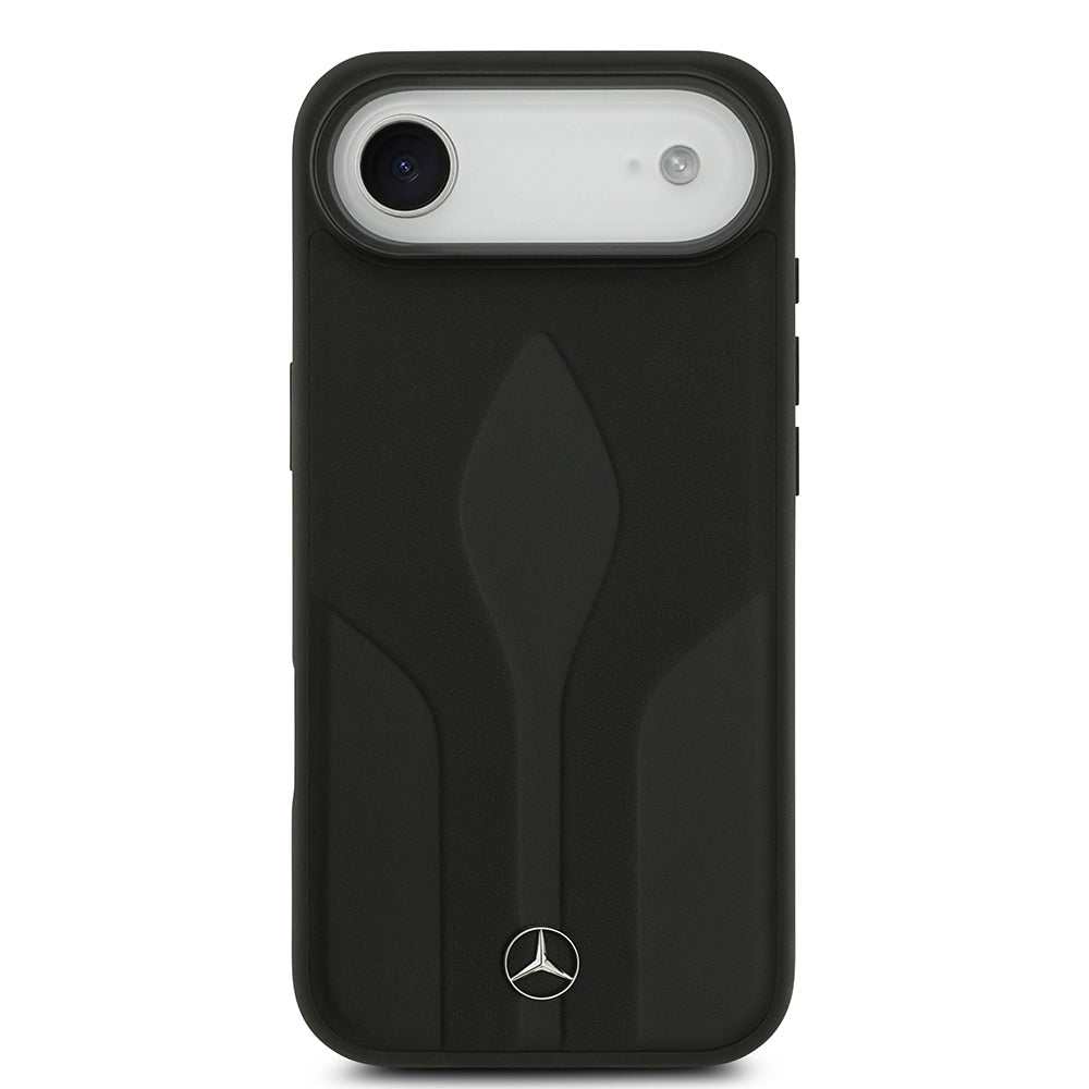 Apple iPhone 17 Air Kılıf Mercedes Benz Orjinal Lisanslı M-safe Şarj Özellikli Dokulu Desenli Deri Kapak
