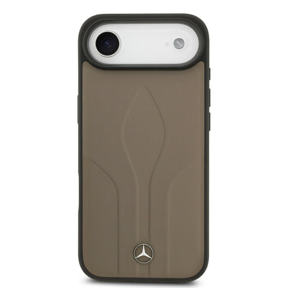 Apple iPhone 17 Air Kılıf Mercedes Benz Orjinal Lisanslı M-safe Şarj Özellikli Dokulu Desenli Deri Kapak