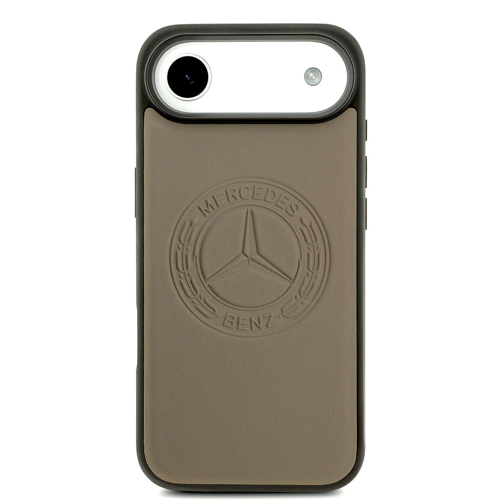 Apple iPhone 17 Air Kılıf Mercedes Benz Orjinal Lisanslı M-safe Şarj Özellikli Hakiki Deri Nostaljik Yıldız Dizayn Kapak
