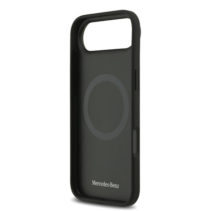 Apple iPhone 17 Air Kılıf Mercedes Benz Orjinal Lisanslı M-safe Şarj Özellikli Şeritli Yıldız Desenli Metal Logolu Deri Kapak