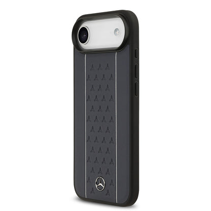 Apple iPhone 17 Air Kılıf Mercedes Benz Orjinal Lisanslı M-safe Şarj Özellikli Şeritli Yıldız Desenli Metal Logolu Deri Kapak