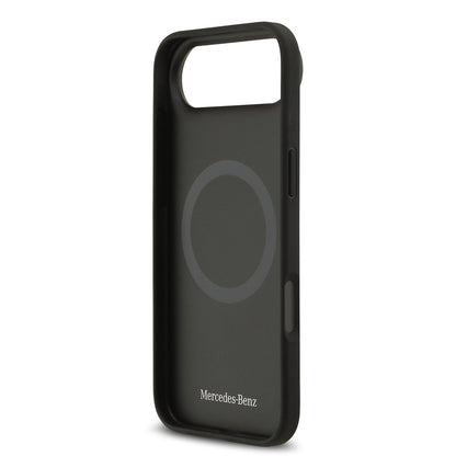 Apple iPhone 17 Air Kılıf Mercedes Benz Orjinal Lisanslı M-safe Şarj Özellikli Şeritli Yıldız Desenli Metal Logolu Deri Kapak
