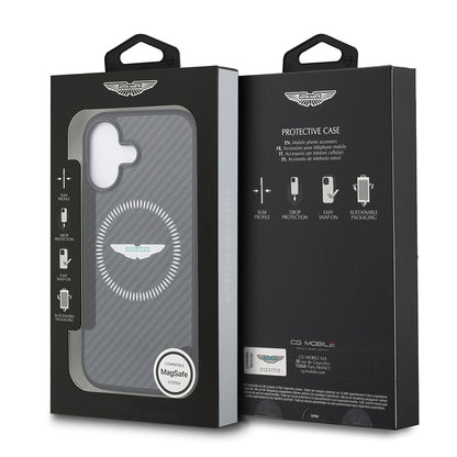 Apple iPhone 17 Kılıf Aston Martin Orjinal Lisanslı M-safe Şarj Özellikli Karbon Fiber Kapak