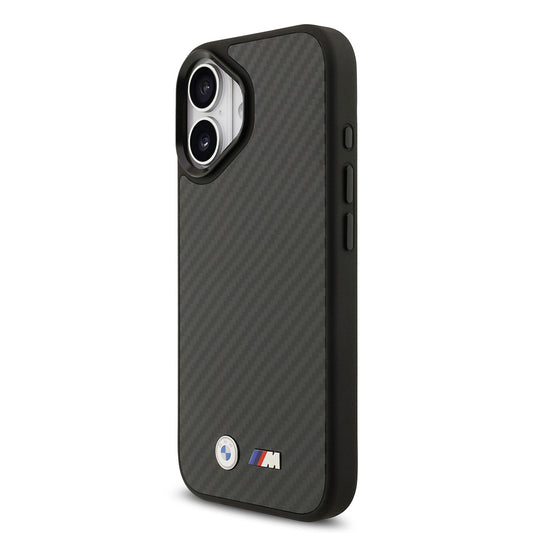 Apple iPhone 17 Kılıf BMW Orjinal Lisanslı M-safe Şarj Özellikli Karbon Fiber Metal Logolu Kapak
