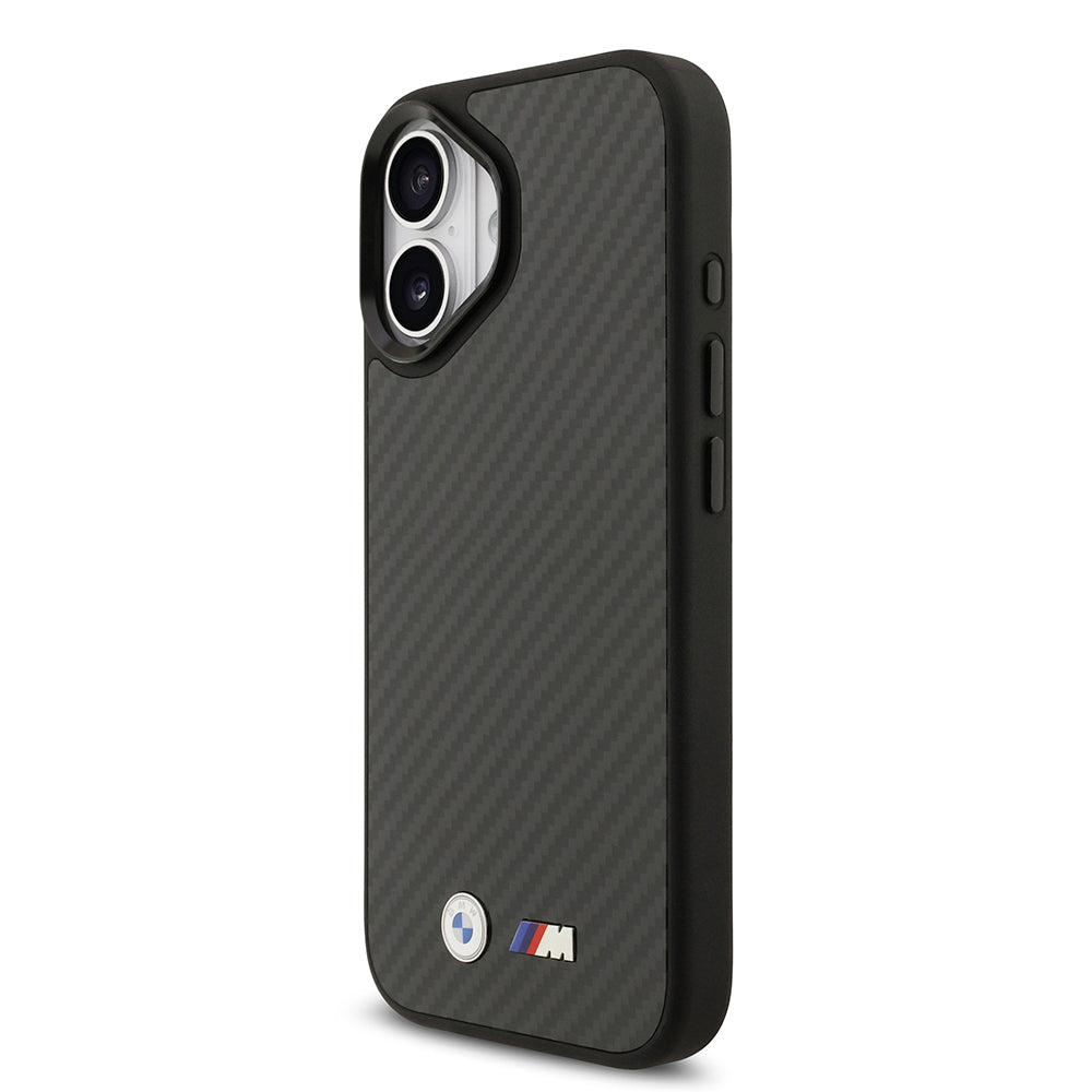 Apple iPhone 17 Kılıf BMW Orjinal Lisanslı M-safe Şarj Özellikli Karbon Fiber Metal Logolu Kapak