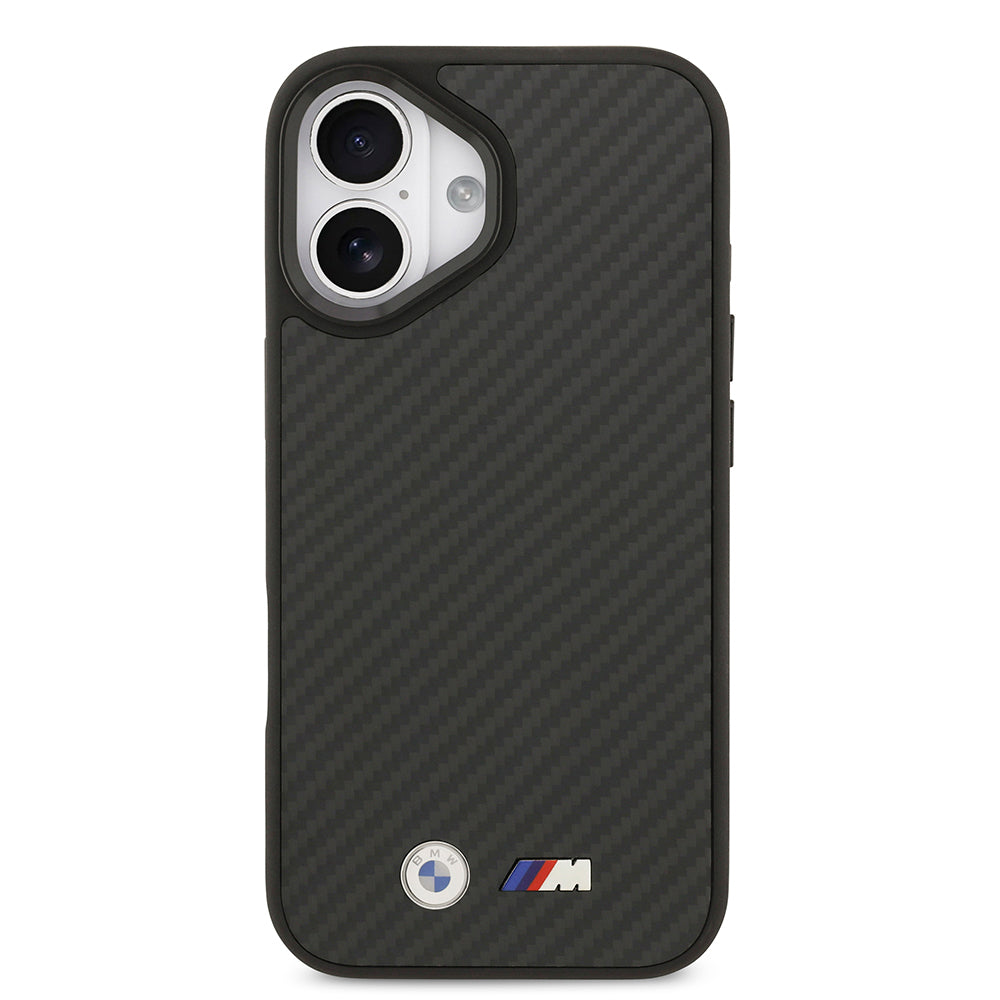 Apple iPhone 17 Kılıf BMW Orjinal Lisanslı M-safe Şarj Özellikli Karbon Fiber Metal Logolu Kapak