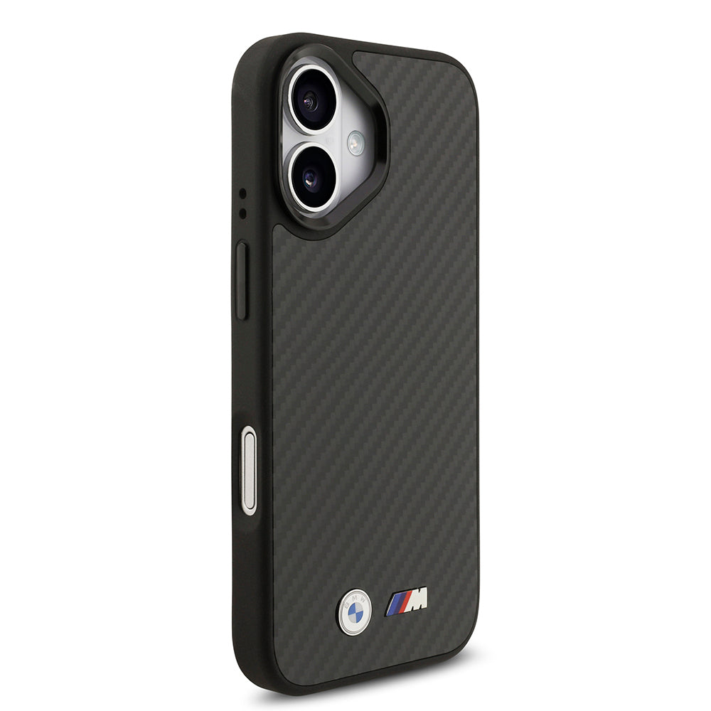 Apple iPhone 17 Kılıf BMW Orjinal Lisanslı M-safe Şarj Özellikli Karbon Fiber Metal Logolu Kapak