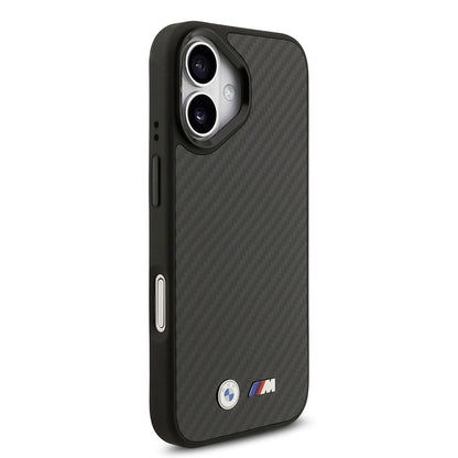 Apple iPhone 17 Kılıf BMW Orjinal Lisanslı M-safe Şarj Özellikli Karbon Fiber Metal Logolu Kapak