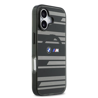 Apple iPhone 17 Kılıf BMW Orjinal Lisanslı M-safe Şarj Özellikli Metal Kamera Butonlu Yatay Şeritli M Dizayn Kapak
