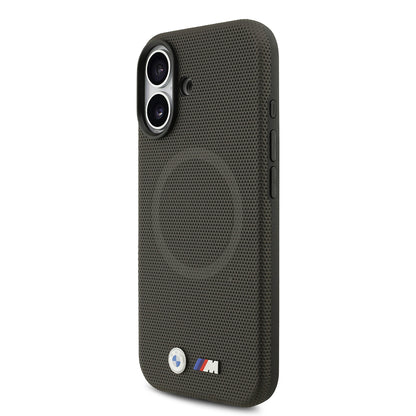 Apple iPhone 17 Kılıf BMW Orjinal Lisanslı M-safe Şarj Özellikli Metal Logolu Delikli M Dizayn Deri Kapak