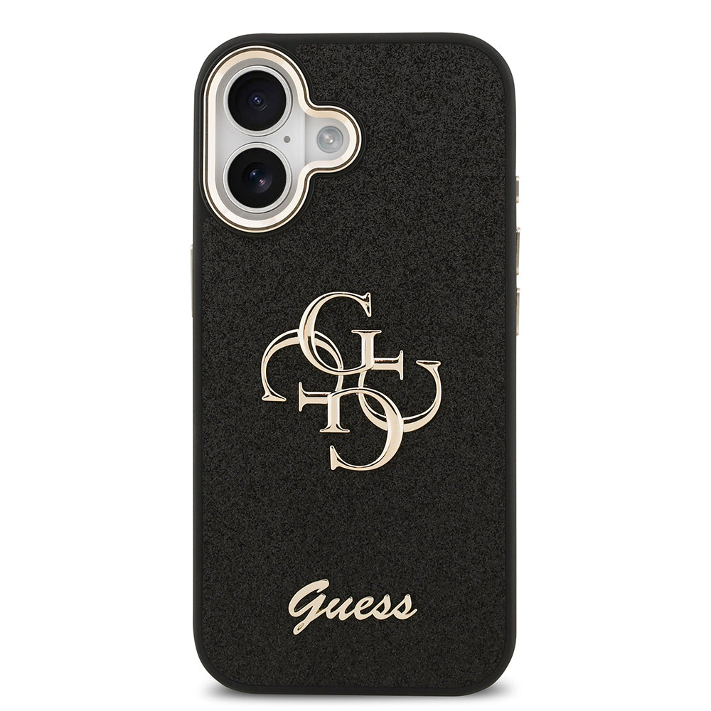 Apple iPhone 17 Kılıf Guess Orjinal Lisanslı 4G Büyük Metal Kamera Çerçeveli ve Logolu Glitter Kapak
