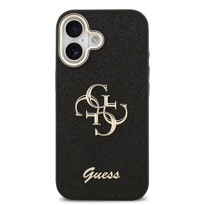 Apple iPhone 17 Kılıf Guess Orjinal Lisanslı 4G Büyük Metal Kamera Çerçeveli ve Logolu Glitter Kapak
