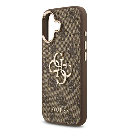 Apple iPhone 17 Kılıf Guess Orjinal Lisanslı Gold Metal Kamera Çerçeveli 4G Desenli Metal Büyük 4G ve Yazı Logolu Kapak