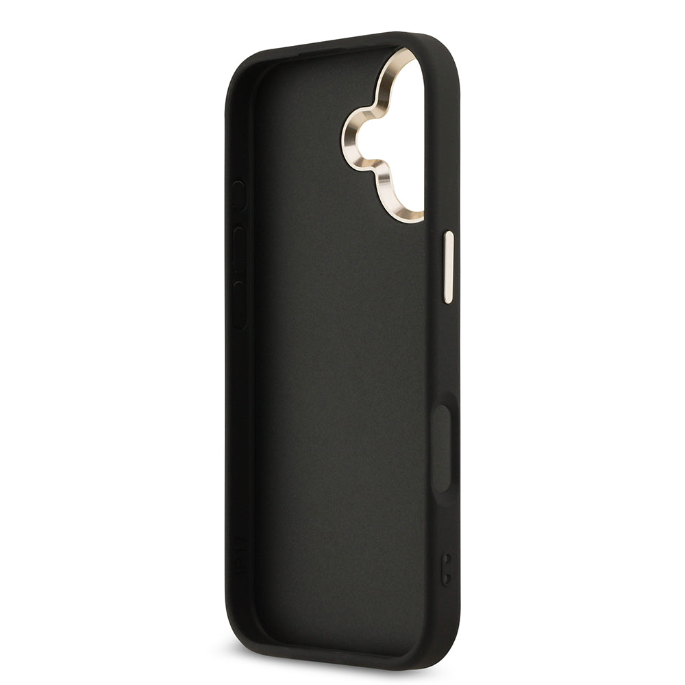 Apple iPhone 17 Kılıf Guess Orjinal Lisanslı Gold Metal Kamera Çerçeveli 4G Desenli Metal Büyük 4G ve Yazı Logolu Kapak
