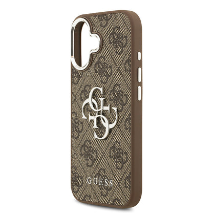 Apple iPhone 17 Kılıf Guess Orjinal Lisanslı Gümüş Metal Kamera Çerçeveli 4G Desenli Metal Büyük 4G ve Yazı Logolu Kapak