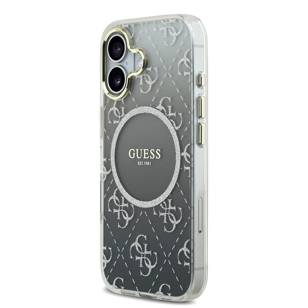 Apple iPhone 17 Kılıf Guess Orjinal Lisanslı M-safe Şarj Özellikli 4G Desenli Simli Silikon Kapak