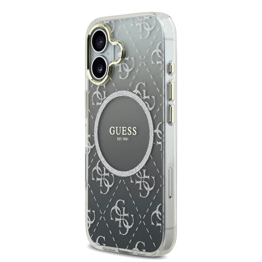 Apple iPhone 17 Kılıf Guess Orjinal Lisanslı M-safe Şarj Özellikli 4G Desenli Simli Silikon Kapak