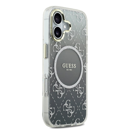 Apple iPhone 17 Kılıf Guess Orjinal Lisanslı M-safe Şarj Özellikli 4G Desenli Simli Silikon Kapak