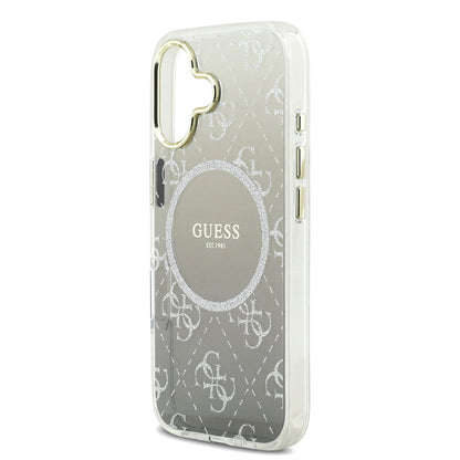 Apple iPhone 17 Kılıf Guess Orjinal Lisanslı M-safe Şarj Özellikli 4G Desenli Simli Silikon Kapak