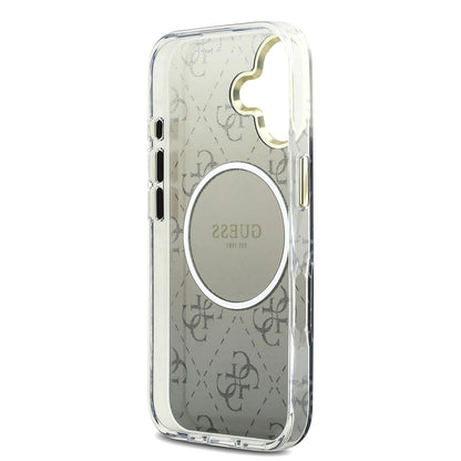 Apple iPhone 17 Kılıf Guess Orjinal Lisanslı M-safe Şarj Özellikli 4G Desenli Simli Silikon Kapak