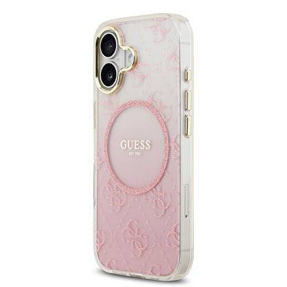 Apple iPhone 17 Kılıf Guess Orjinal Lisanslı M-safe Şarj Özellikli 4G Desenli Simli Silikon Kapak