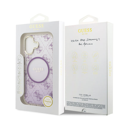 Apple iPhone 17 Kılıf Guess Orjinal Lisanslı M-safe Şarj Özellikli 4G Desenli Simli Silikon Kapak