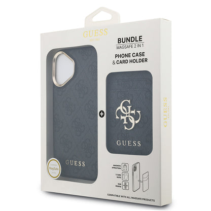 Apple iPhone 17 Kılıf Guess Orjinal Lisanslı M-safe Şarj Özellikli 4G Metal Büyük Logolu Kartlıklı Kapak