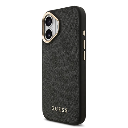 Apple iPhone 17 Kılıf Guess Orjinal Lisanslı M-safe Şarj Özellikli 4G Metal Büyük Logolu Kartlıklı Kapak