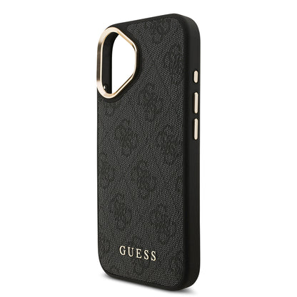 Apple iPhone 17 Kılıf Guess Orjinal Lisanslı M-safe Şarj Özellikli 4G Metal Büyük Logolu Kartlıklı Kapak