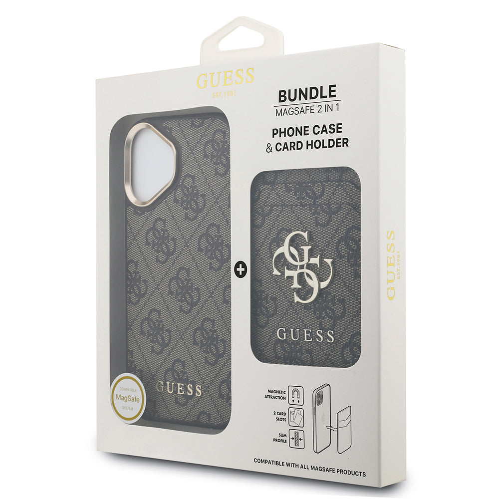 Apple iPhone 17 Kılıf Guess Orjinal Lisanslı M-safe Şarj Özellikli 4G Metal Büyük Logolu Kartlıklı Kapak